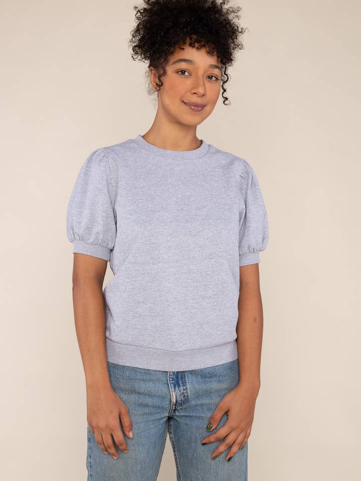 Puff Sleeve French Terry Sweatshirt - Plus Size for wholesale by NLT