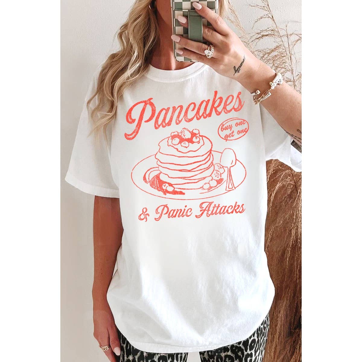 HRTandLUV - Wholesale T-Shirt (Graphic) - Women's - PANCAKES AND PANIC ATTACKS WASHED GRAPHIC TEE1