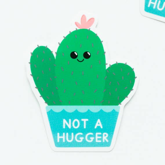 Not A Hugger Cactus Eco Friendly Sticker | Compostable for wholesale by Jeff and the Squirrel