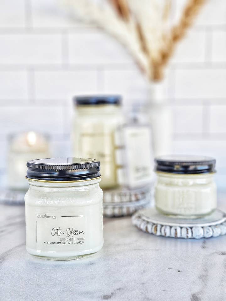 Cotton Blossom Soy Candle for wholesale by Fragrant Farmhouse
