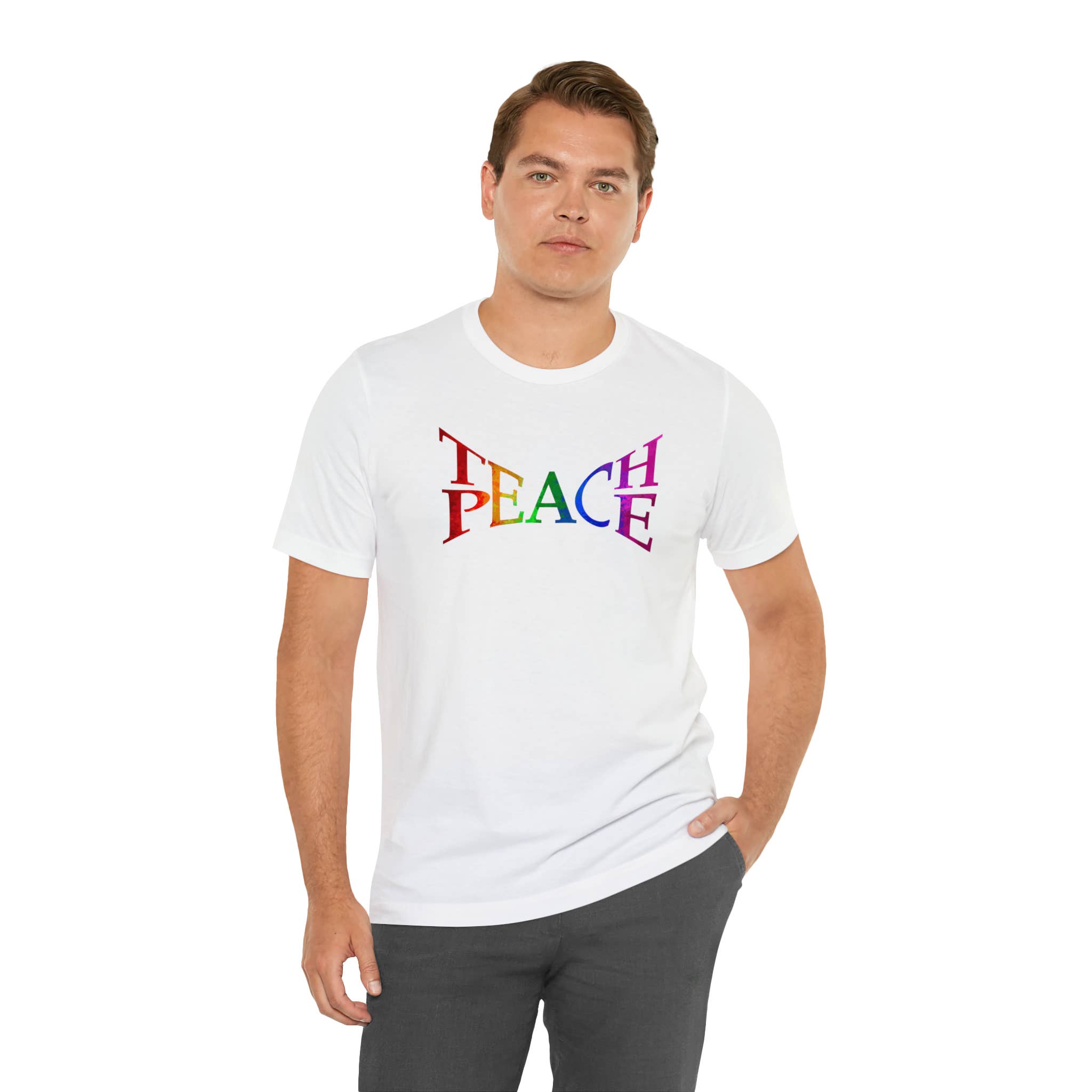 Pride Majic - Wholesale Screen Printed T-Shirt - Men's - Teach Peace, Rainbow, Pride T-Shirt, Civil Rights, LGBTQ0