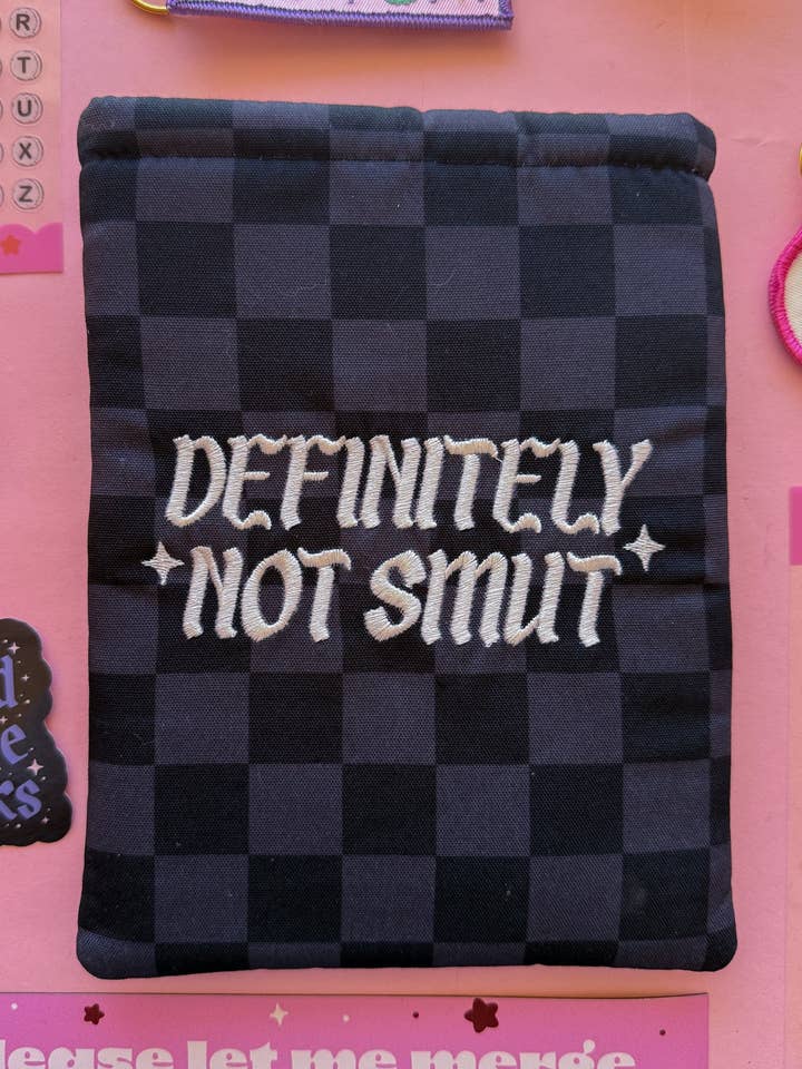Checkered Definitely Not Smut Book & E-Reader Sleeve for wholesale by Jollie Ollie Designs