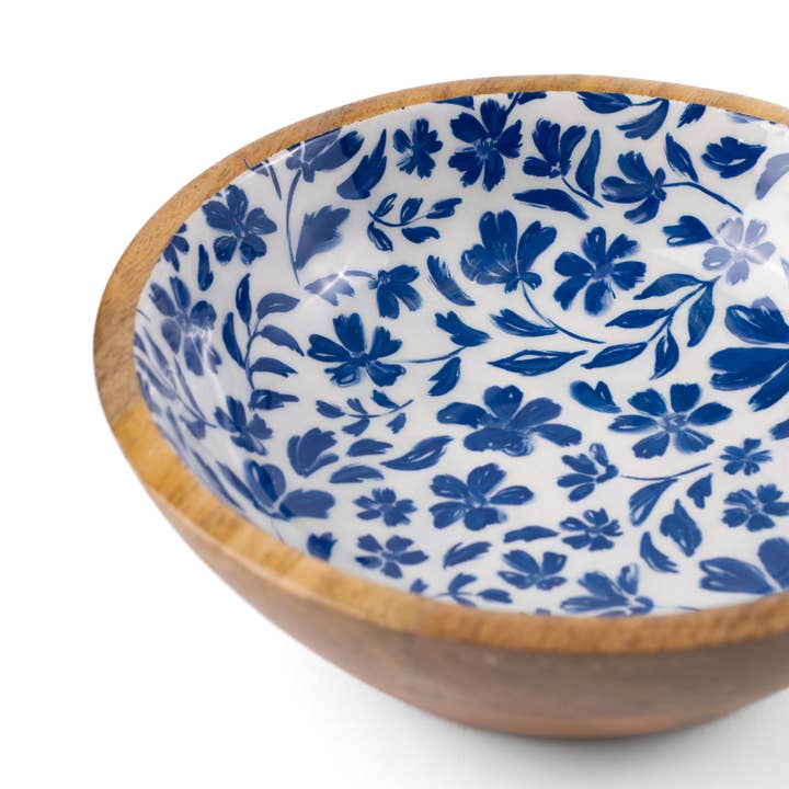Elyse Breanne Design - Wholesale Serve Bowl - Porcelain Floral Mango Wood Bowl2