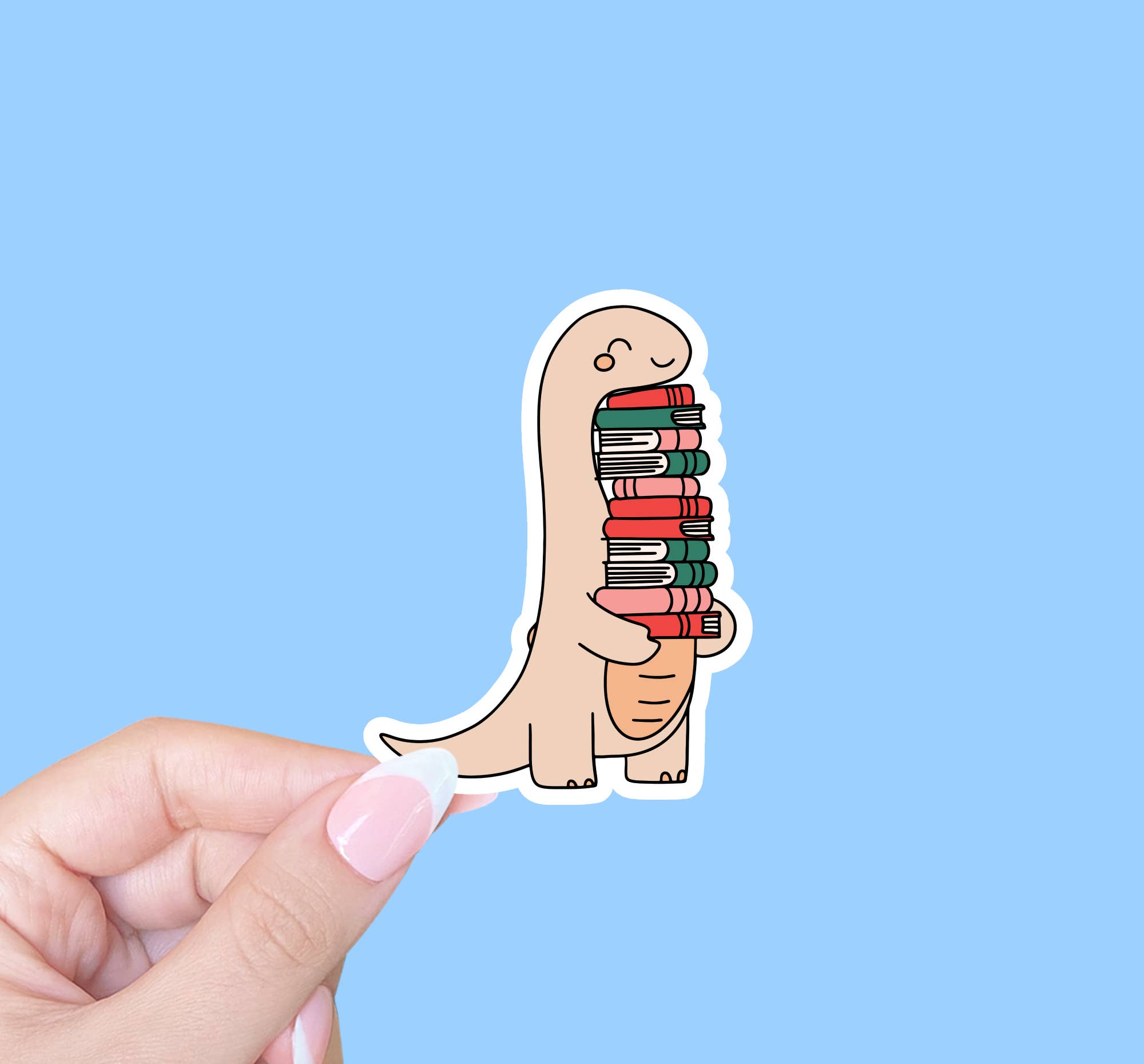 Radical Buttons - Wholesale Sticker - Cute bookish sticker, Laptop sticker, Dinosaur with books