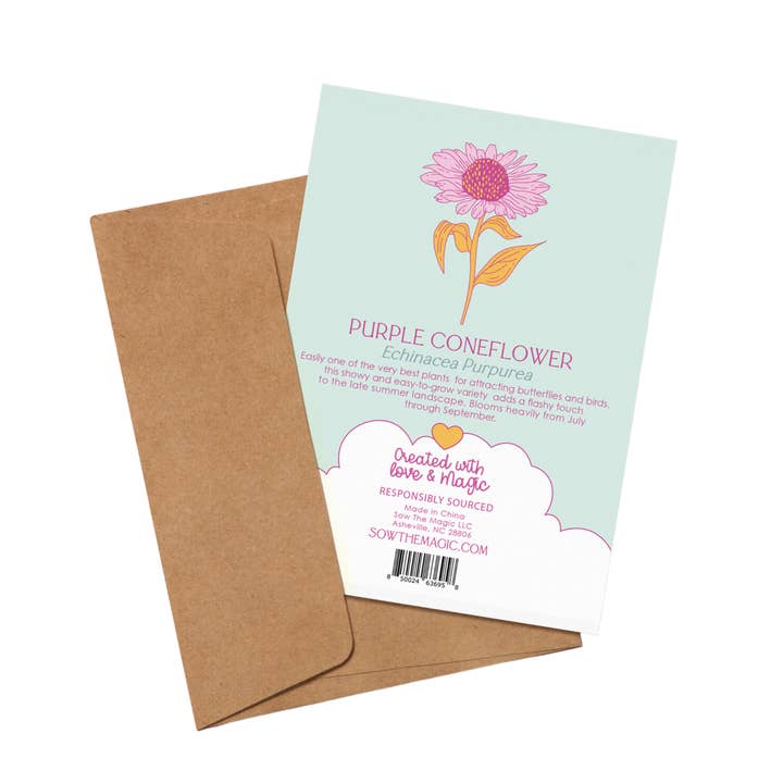 Sow the Magic - Wholesale Everyday Greeting Card - Strength in Echinacea Botanical Tarot Greeting Card