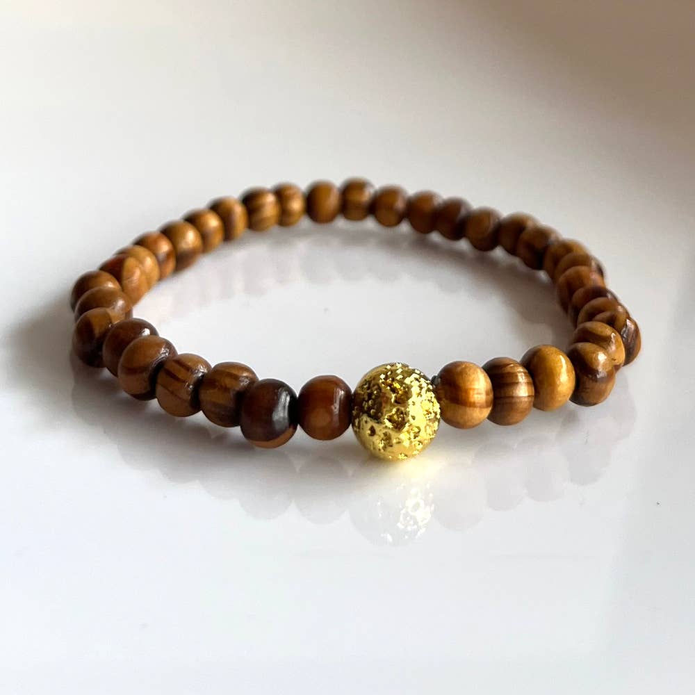 VIE – wholesale Aromatherapy bracelet – Wood and Electroplated Lava Stone Diffuser Bracelet4