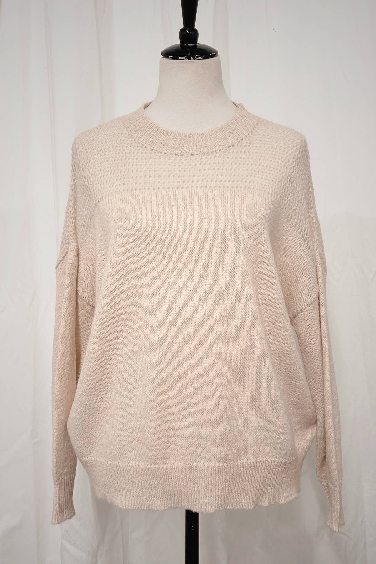 Lara Daisy - Wholesale Knit Top - Women's - Sheer Shoulder Cozy Knit Pullover Top5
