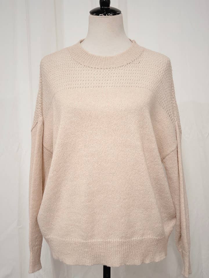Lara Daisy - Wholesale Knit Top - Women's - Sheer Shoulder Cozy Knit Pullover Top5