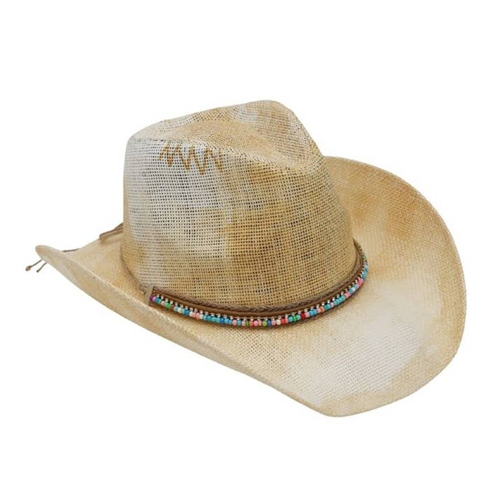Rustik vestlig strå cowboyhat for engroshandel hos Collections by Fame Accessories