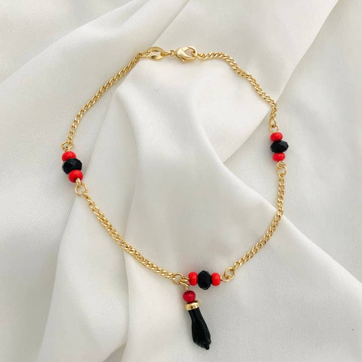 Housegoldjewelry – Pulseira de tornozelo por atacado – Azabache Tornozelo, Figa, Proteção Tornozelo