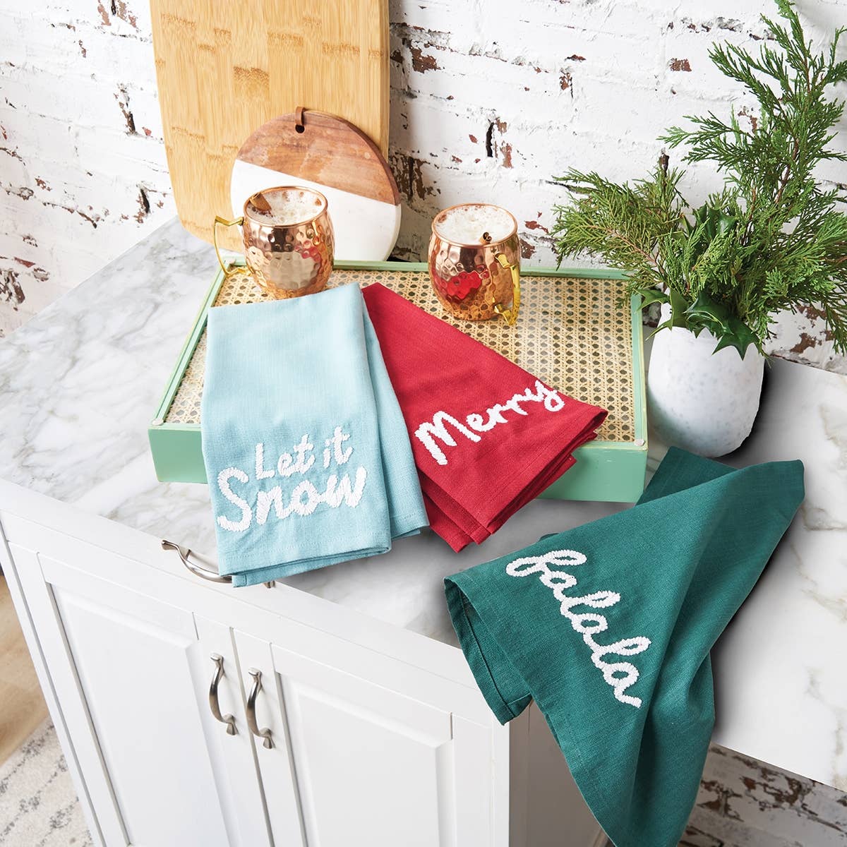 carol & frank - Wholesale Tea Towel - Christmas Merry Red Kitchen Towel1