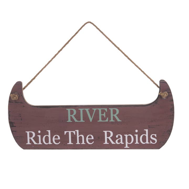 SALE River Rapids Hanging Canoe Sign 14" for wholesale by Beachcombers