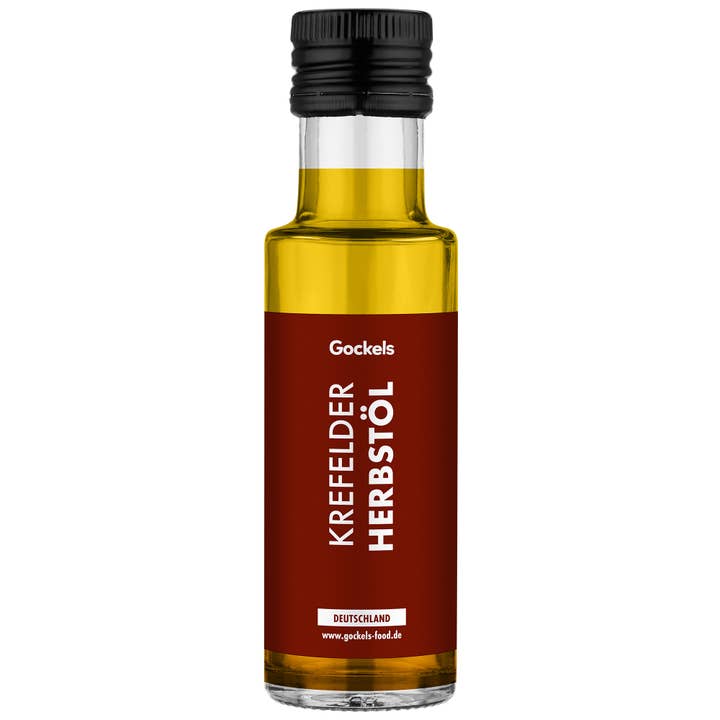 Aceite otoñal de Krefeld – Aceite especiado con naranja, canela y hierbas para venta al por mayor de Gockels Genussmanufaktur