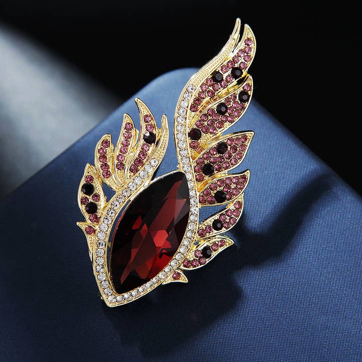 Ole - Wholesale Brooch - Feather Eye Crystal Rhinestone Brooch Pin