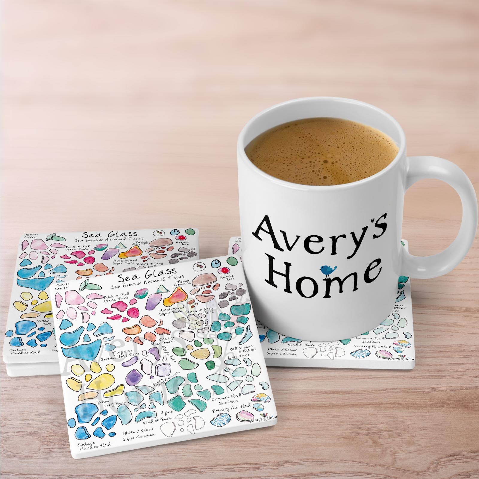 Avery's Home - Wholesale Coasters - Sea Glass Beach Absorbent Stone Coaster2