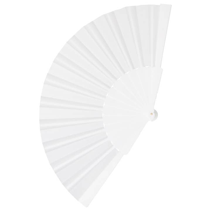 White on White Hand-Held Folding Fan for wholesale on Faire