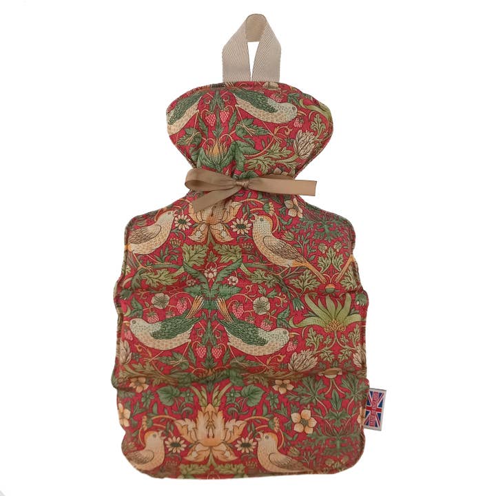 Wheat Bottle - William Morris Strawberry Thief, Crimson for wholesale by The Wheat Bag Company