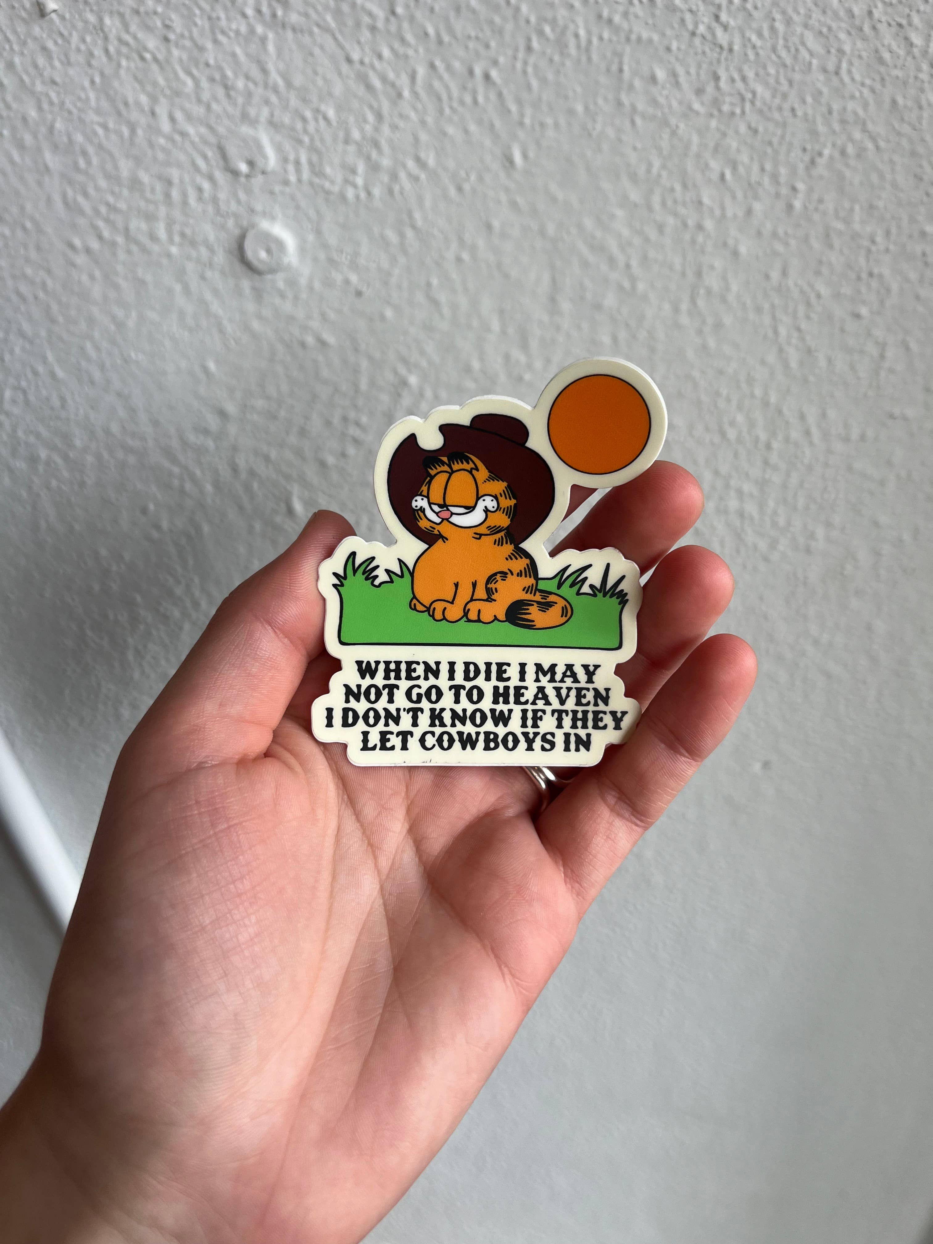 The Weeping Roses - Wholesale Sticker - Funny Cowboy Orange Cat Sticker With Saying2