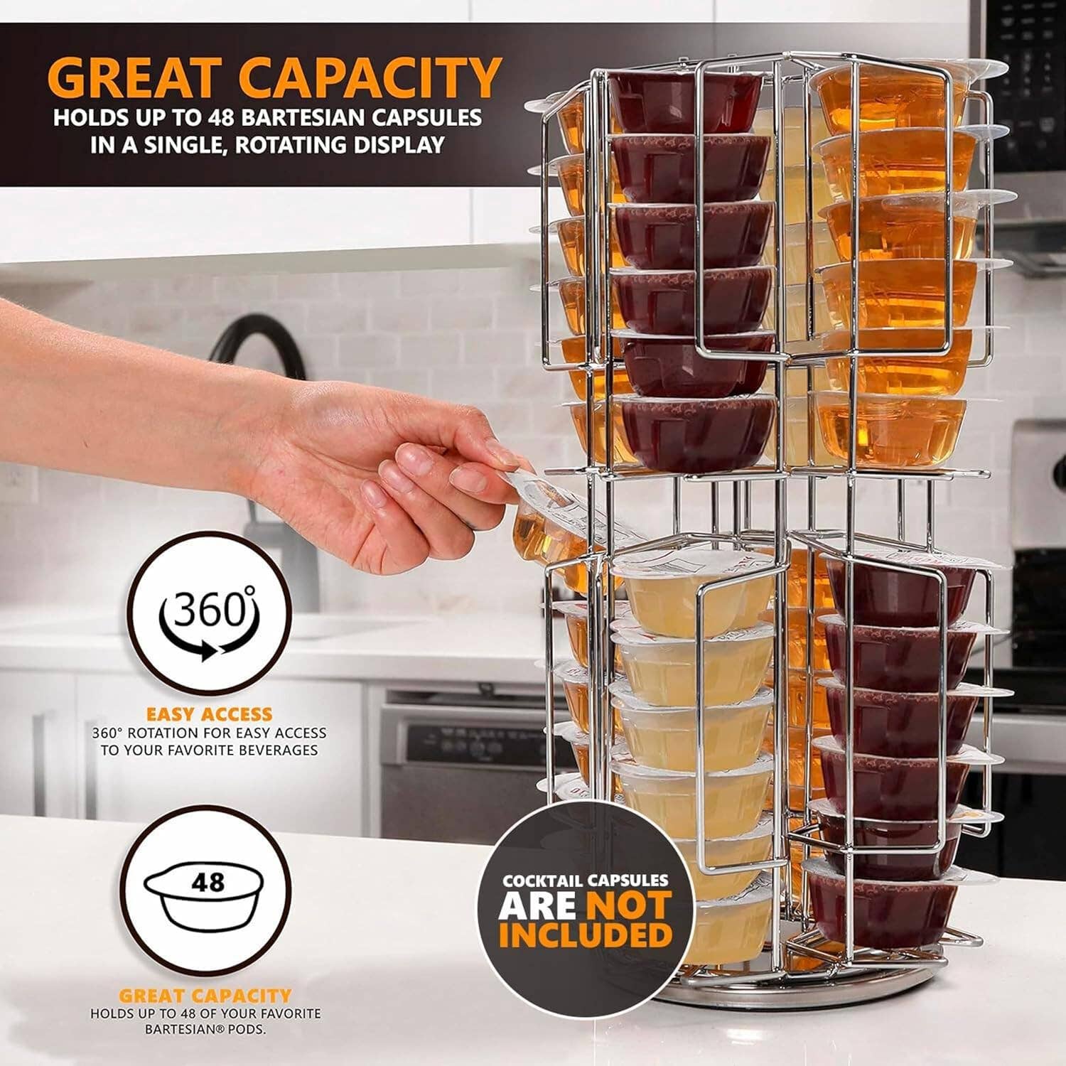 KSESTOR - Wholesale Kitchen Storage/Organizer - Storage Carousel for Bartesian Capsules - Holds 48 Pods 1