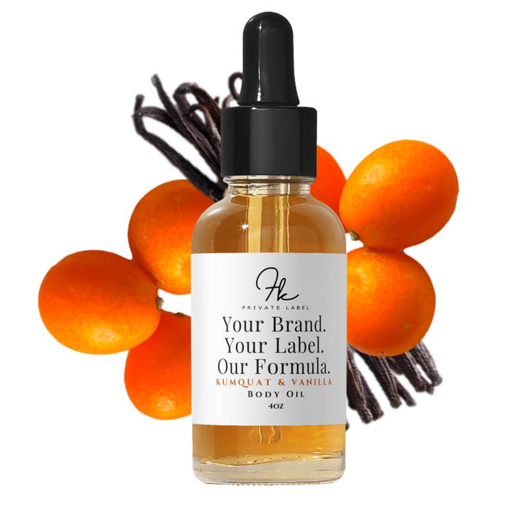 Body Oil Vanilla + Kumquat for wholesale by FK Private Label Labs