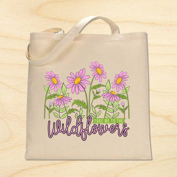 Daisy Field Canvas Tote Bag for wholesale by KTF Design Co.