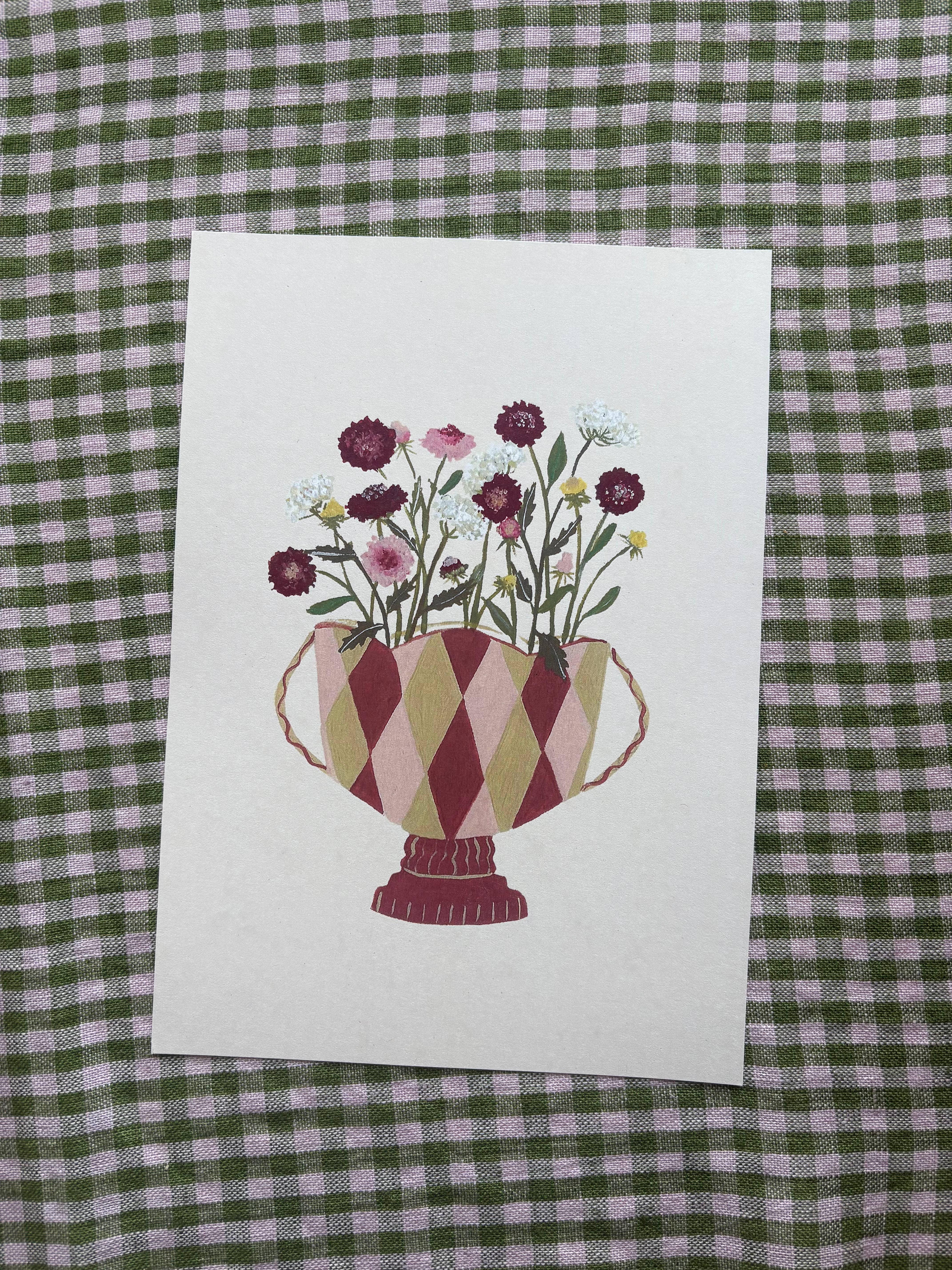 Harriet Watson – wholesale Art print – A5 print- Scabiosa0