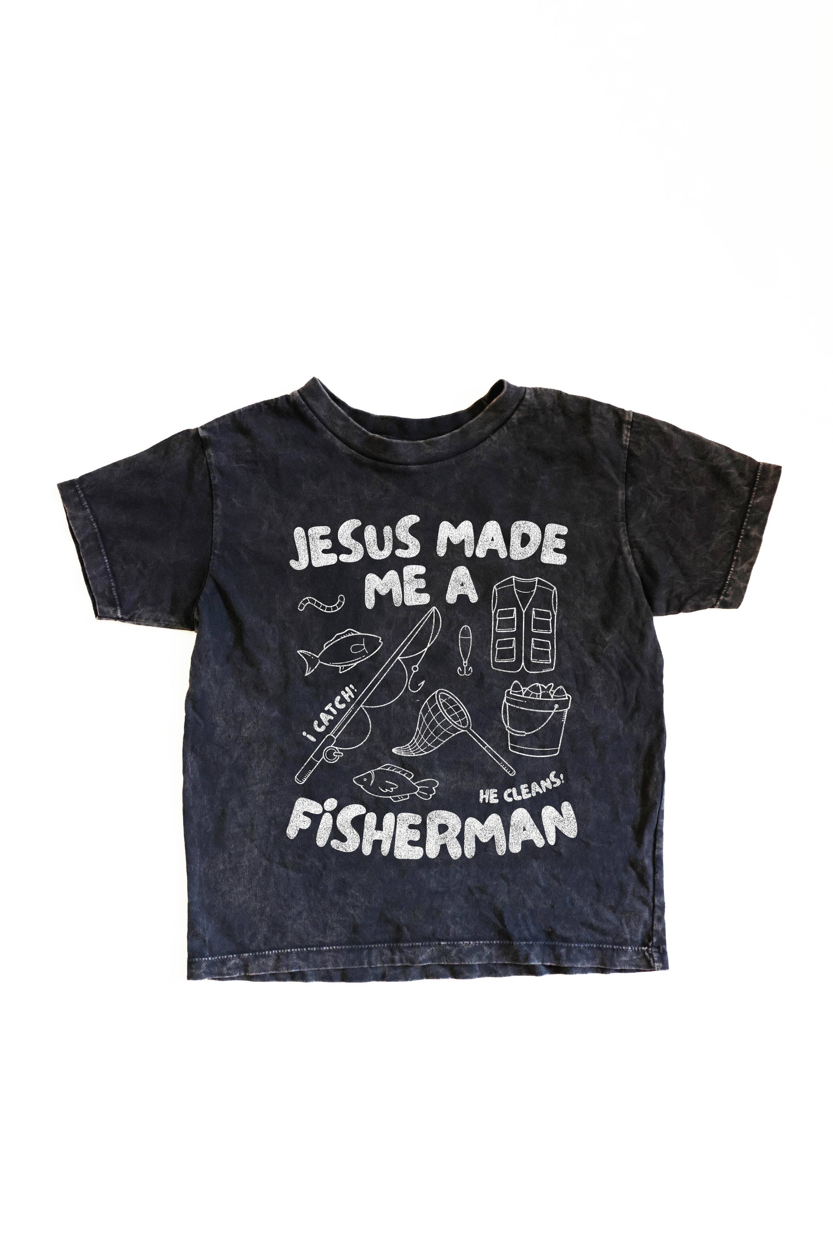 OAT COLLECTIVE - Wholesale Screen Printed T-Shirt - Kids - JESUS MADE ME A FISHERMAN Toddler Washed Graphic Top9