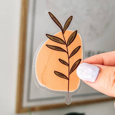 CLEAR Boho Plant Sticker 3x3in for wholesale by Jackie Design Co.