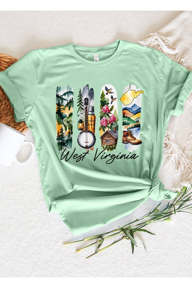 COLORBEAR - Wholesale T-Shirt (Graphic) - Women's - West Virginia State Brushstroke Graphic Tee18