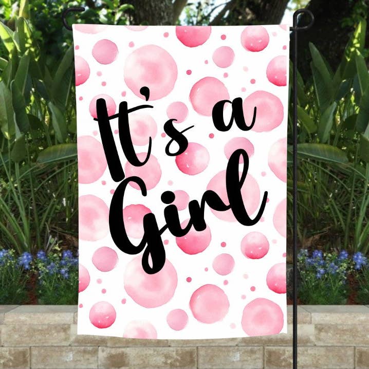 It's A Girl Polka Dots Garden Flag for wholesale by Goforth Creations