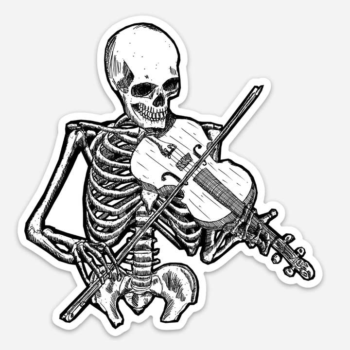 Autocollant en vinyle Skeleton Playing The Fiddle/Violin pour la vente par Bellavance Ink