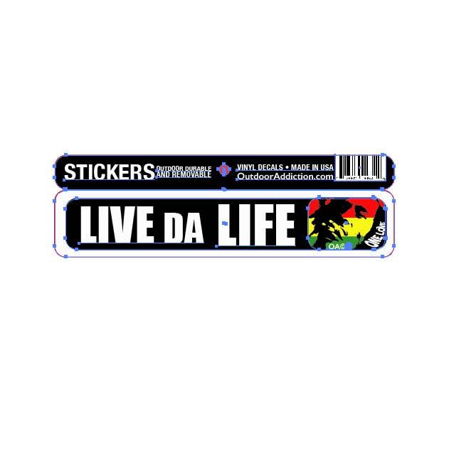 Live Da Life Bob Marley Mini Bumper Sticker, 1' X 5' for wholesale by Outdoor Addiction