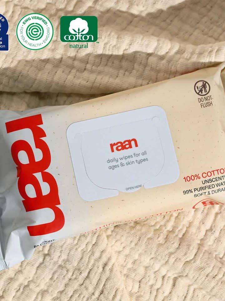 100% COTTON WATER WIPES, UNBLEACHED for wholesale by Raan inc