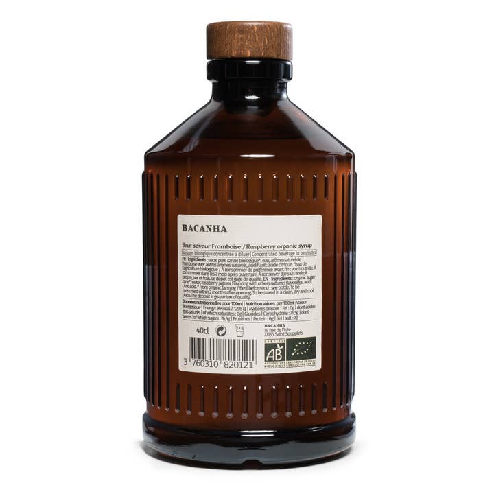 Bacanha – Großhandel Aromatisierter Sirup – Roher Bio-Himbeersirup - 400 ml