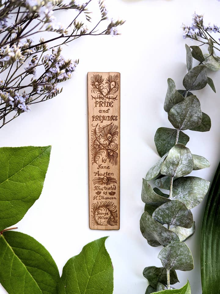 Pride and Prejudice Book Spine Wooden Bookmark for wholesale by Emberglow Gaming