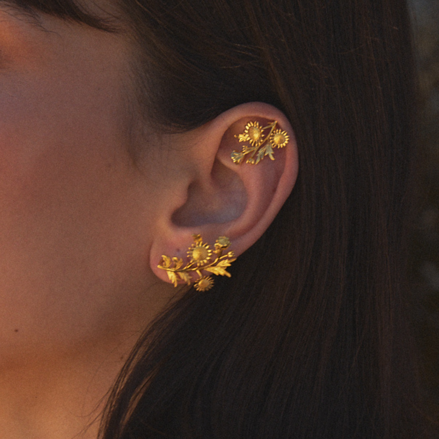 EarCandy Jewelry - Wholesale Stud/Post Earrings - ASYMMETRICAL SUNFLOWER EARRINGS1