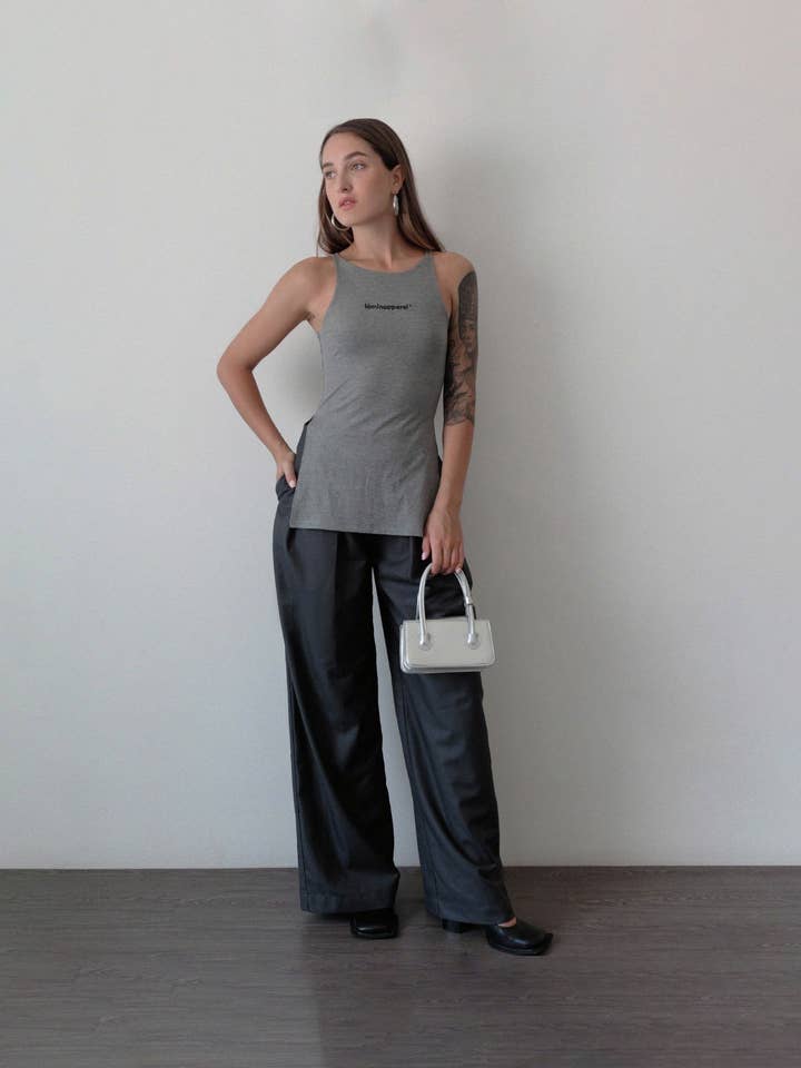 Lamin - Grå Split Tank Top for engroshandel hos SGLOKAL