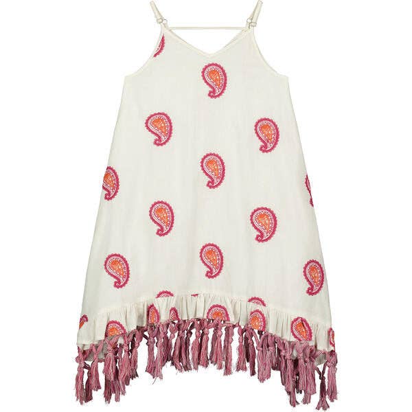 Tassel hem dress in pink paisley for wholesale by Poppet & Fox