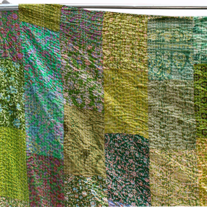 bhavnas boutique - Wholesale Quilt - Handmade Silk Kantha Quilt Throw Summer Blanket1