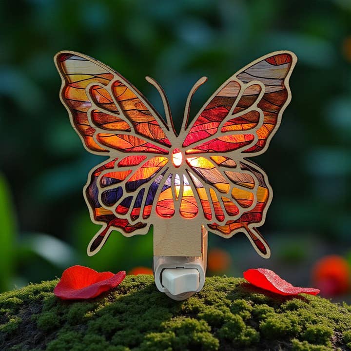 Gulf Coast Custom - Wholesale Night Light - Butterfly Wood LED Night Light - Tropical Butterflies Light1