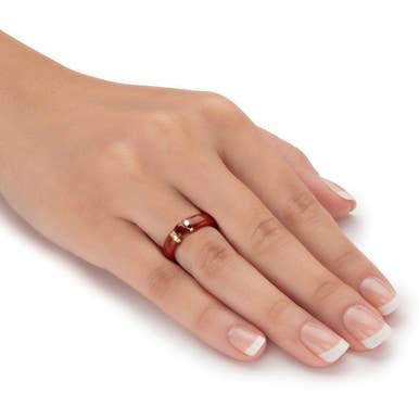 PalmBeach Jewelry - Wholesale Single Stone/Solitaire Ring - Genuine Red Jade & Garnet Ring .60 TCW 10k Gold5