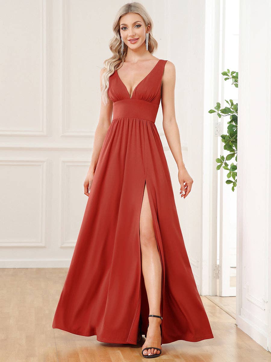 Ever-Pretty - Wholesale Jurk - Dames - Elegante mouwloze bruidsmeisjesjurk met diepe V-hals21