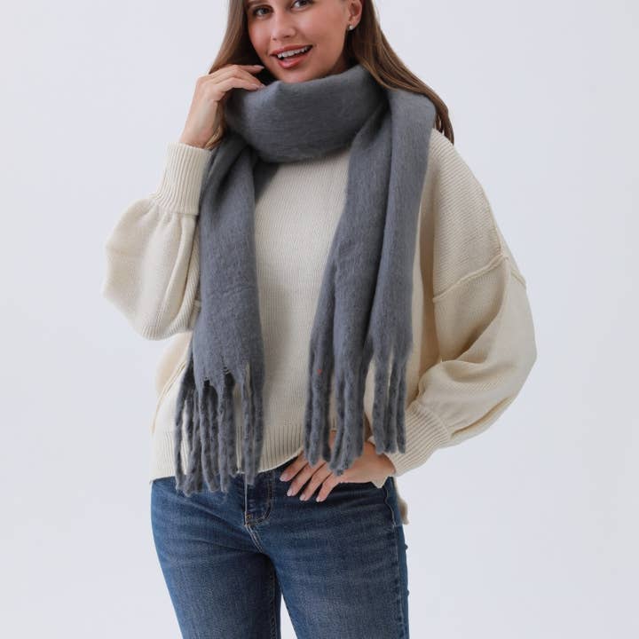 Leto Accessories - Wholesale Scarf - Women's - Cozy Knit Soild Scarf with Tassels - Bestseller!9