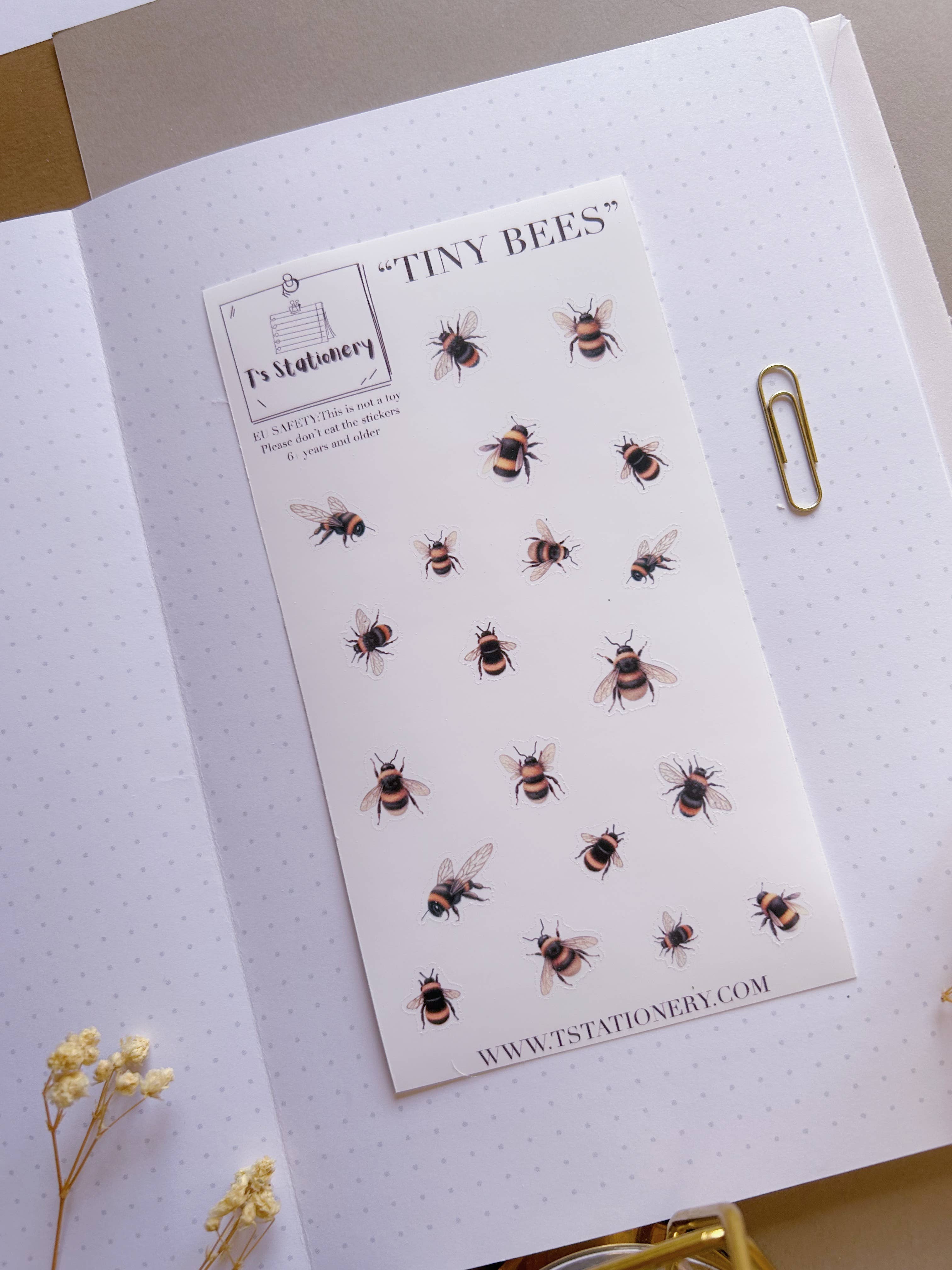 T's Stationery - Wholesale Sticker - "Tiny Bees"3
