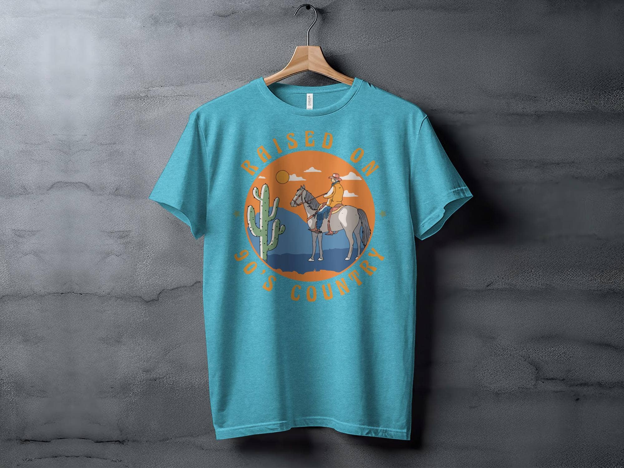 FreakyTeeFactory - Wholesale Screen Printed T-Shirt - Women's - Vintage 90's Country Raised Graphic Tee, Western Cowboy & Horse T-Shirt, Retro Style Shirt3