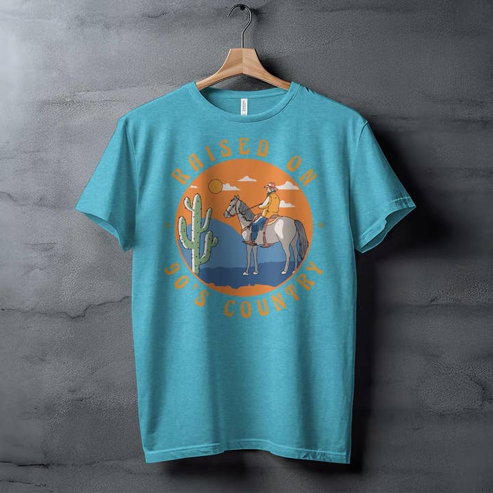 FreakyTeeFactory - Vente T-shirt sérigraphié – femme - T-shirt rétro années 90 country avec motif cowboy et cheval style vintage3