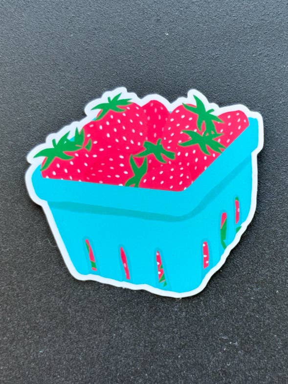 Strawberry Carton Sticker for wholesale by Clem & Co.
