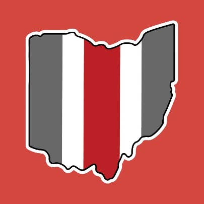 Autocollant imperméable Ohio écarlate et gris, passe au lave-vaisselle pour la vente par KGandThat