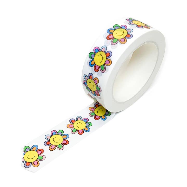 Washi Tape 15mm Smiley Flowers for wholesale by 5 Eye Studio