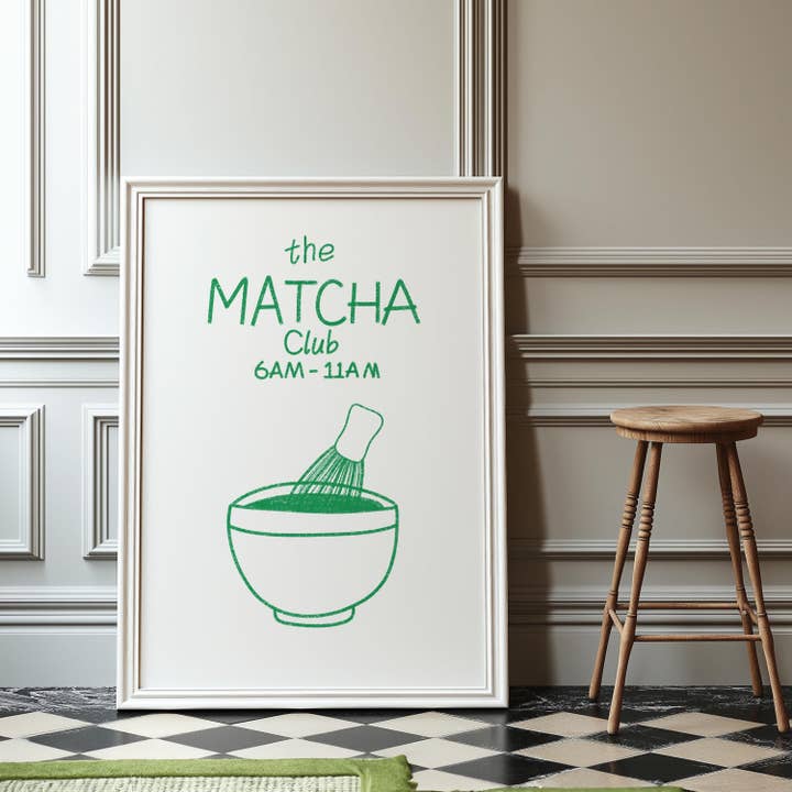 Matcha Club Art Print: Hand-Drawn Matcha Bowl Illustration for wholesale by Hound & Fox Print Co